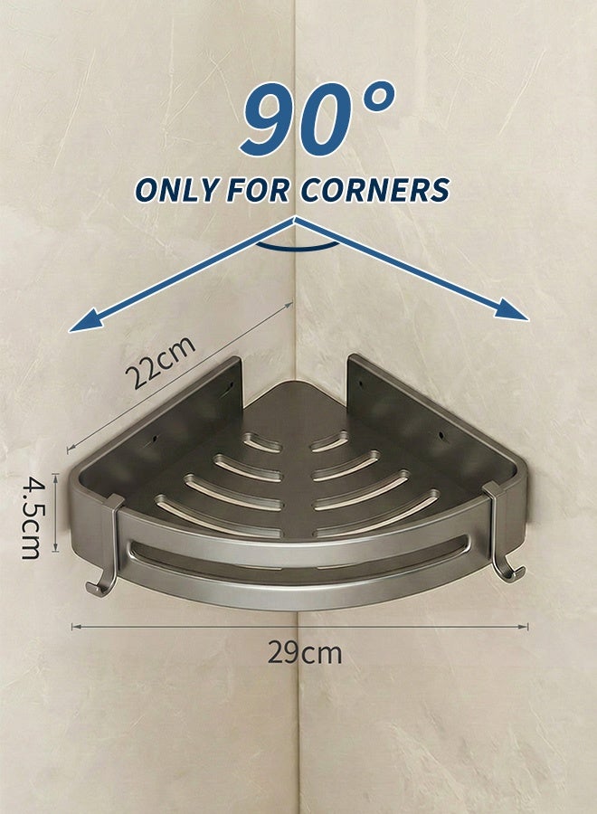 BASILKIT 2 Pieces Wall-Mounted Bathroom Shelf No Drilling with Stickers Wall mounted Bathroom Rack, Corner Shower Shelf. - Image 4